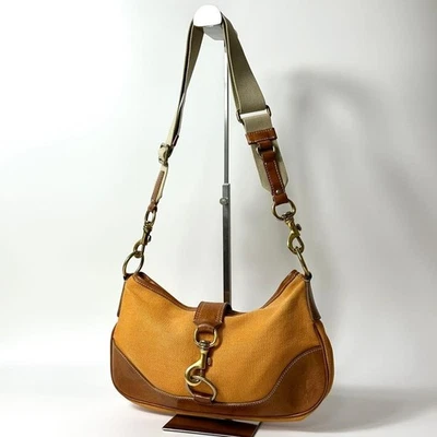 Miu Miu Archive Shoulder Bag Canvas Leather Soho Orange Brown Embossed Logo F/JP - Image 1 of 4