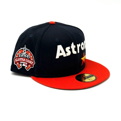 New Era Houston Astros 59Fifty Fitted Hat Retro Script 1986 ASG Patch Sz 7 5/8 - Image 1 of 4