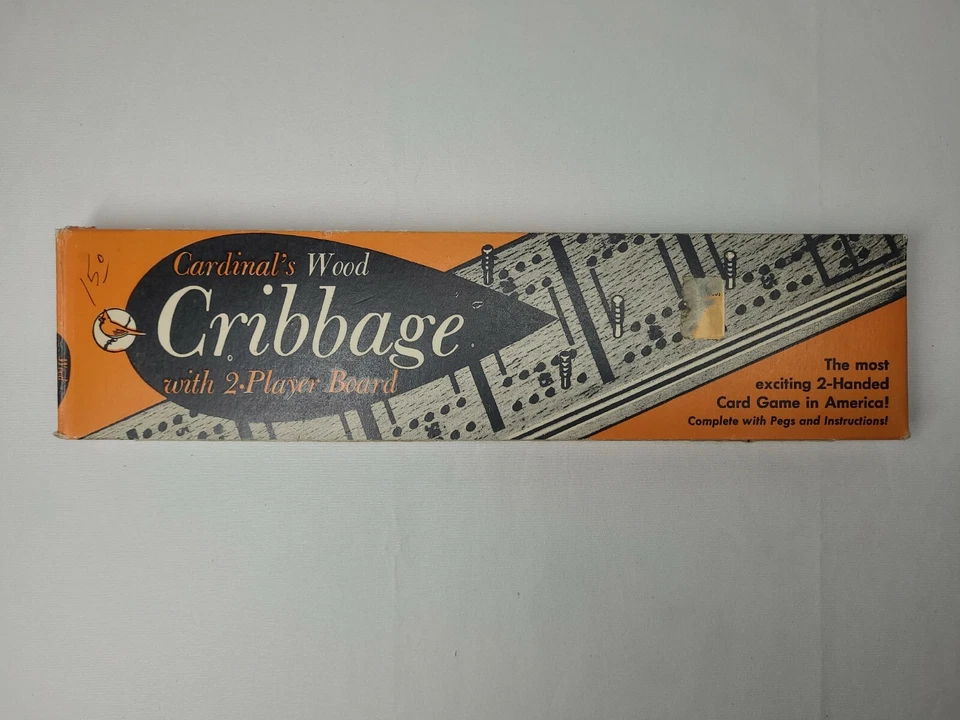 Cardinal Wood Cribbage 2 Player Board Game Vintage with Instructions & Pegs USA - Image 1 of 2