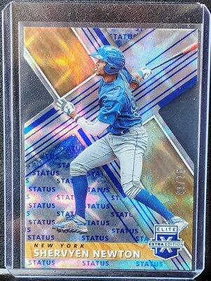 2019 Panini Elite Extra Shervyen Newton Blue Status Die-Cut #ed 63/75 #94 NY - Image 1 of 2
