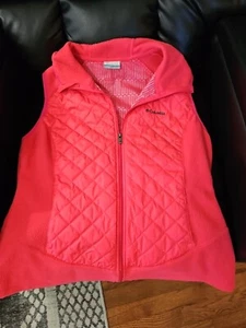COLUMBIA Thermal Coil Fleece Quilted Hooded Vest Jacket Women Size L Large - Picture 1 of 9