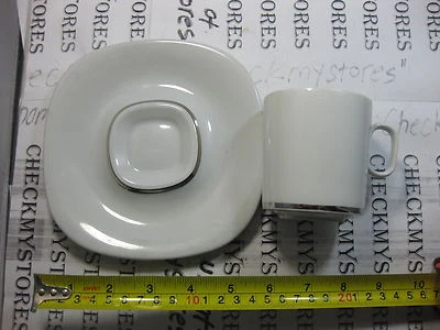 Block Langenthal Switzerland Transition Interaction Cup&Plate White Silver Band - Image 1 of 4