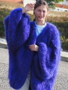 Mohair Coat Purple Oversize Longhair Mohair HandKnitted by LanaKnittings - Picture 1 of 7