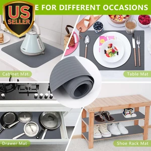 Drawer and Shelf Liner, Shelf Liner Grey Non Adhesive Refrigerator Mats Washa... - Picture 1 of 1