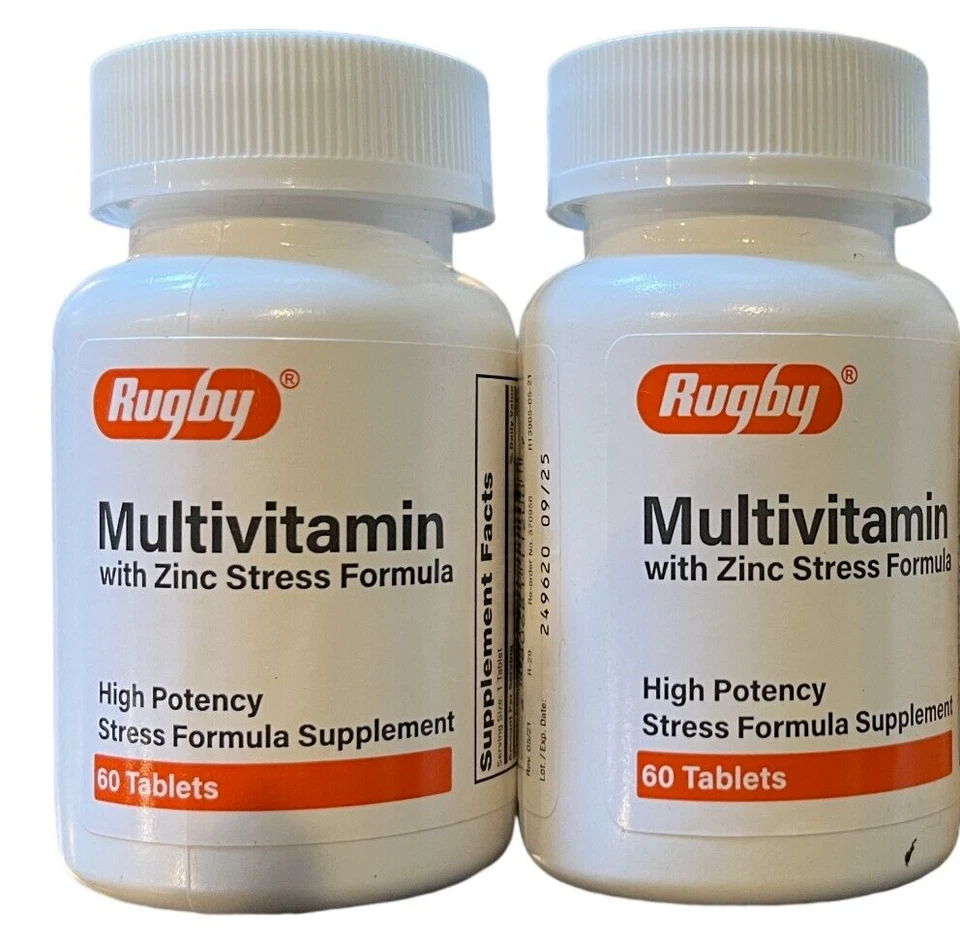 Fórmula de estrés multivitamínico de rugby con 60 pestañas de zinc (paquete de 2) -- Foto 1 de 1