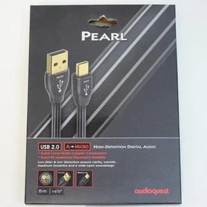 AudioQuest Pearl LONG 5m (16ft.) Standard USB A to Micro USB Cable Digital Audio - Picture 1 of 6