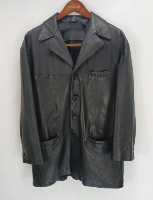 Abrigo Wilke Rodriguez Hombre Cuero Cordero Negro Multi Bolsillo Abotonable Talla Grande Foto 1 de 4