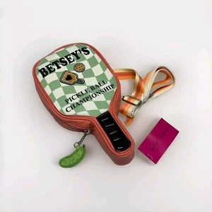 BETSEY JOHNSON PICKLE BALL CROSSBODY BAG PINK ADJUSTABLE SHOULDER PURSE NWT - Picture 1 of 3