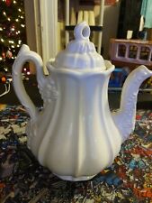 Vintage ironstone large pitcher with lid  flower design white