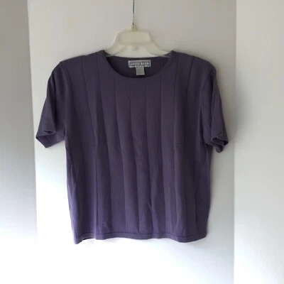 Платье сарая женщин фиолетовый короткий рукав вязаный Топ рубашка блузка размер большой - Изображение 1 из 4