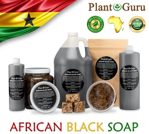 Raw African Black Soap Organic Bar, Paste or Liquid 100% Pure Natural Ghana Bulk - Picture 1 of 17