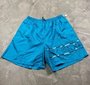 90s VTG Lavon Sportswear Nylon Unlined Shiny Shorts Neon XL Pockets Teal - Picture 1 of 5