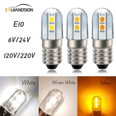 RUIANDSION Screw Base E10 LED Screw Light Lamp 6V 24V 120V 220V-240V White Warm White