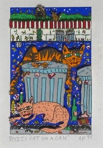 James Rizzi: museales original 3D „CAT ON A CAN“, 1988, A/P, handsigniert - Bild 1 von 8
