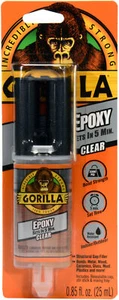 Gorilla 2 Part Epoxy, 5 Minute Set, .85 Ounce Syringe, Clear, (Pack of 1) - Picture 1 of 2