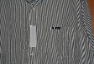CAMISA HOMBRE NUEVA CHAPS AZUL A RAYAS BOTÓN DELANTERO 2XL MANGA LARGA - Imagen 1 de 5