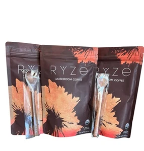 3 Pack Ryze Organic Mushroom Coffee W/ 2 RYZE Spoon 100% Authentic FREE SHIPPING - Picture 1 of 4