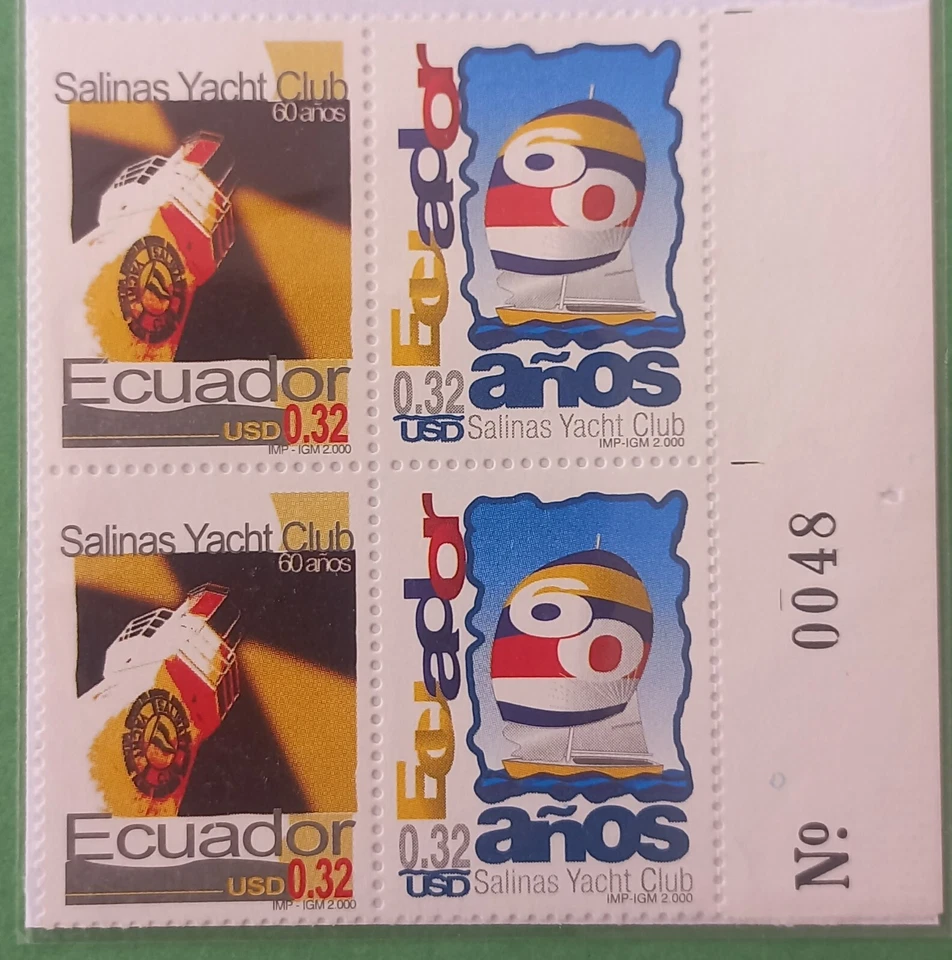 Ecuador 2000 Sc#1531 Salinas Yach Club, 60th Anniv. (Block) - Image 1 of 1