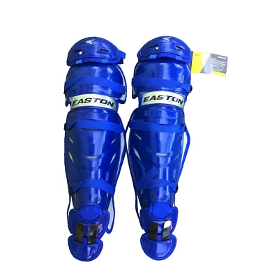 NWT Easton PRO X Baseball Catcher's Leg Guards Adult Blue Ages 15 & Up - 17.5" - Image 1 of 4