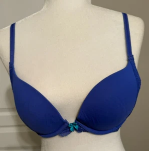 Victoria's Secret Dream Angels Push-up Bra Size 34C Blue Padded Underwire Lace - Picture 1 of 8