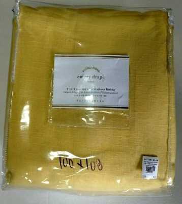 Pottery Barn PB Emery Linen Double Drape Panels Curtains 100x108 lined gold - Image 1 of 4