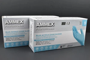 AMMEX Professional Blue Nitrile Medical Food Disposable Gloves Powder&Latex Free - Picture 1 of 15
