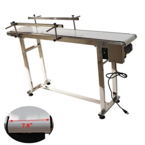Electric PVC Belt Conveyor Machine 2 Guardrail 110V 53*7.9in SS Conveyor Belt - Picture 1 of 8