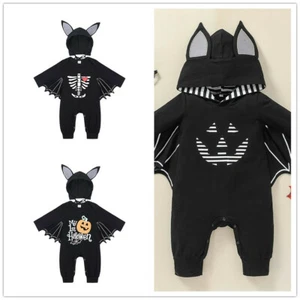 Cosplay Infant Jumpsuit Bat Costume Hooded Halloween Baby Boy Girl Romper Outfit - Picture 1 of 15