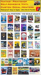 SCALEXTRIC SLOT CAR TRACKSIDE POSTERS STICKERS DECALS 1/32 SCALE sheet 6 - Picture 1 of 4