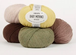 Tropfen BABY MERINO 100 % Merinowolle Finger Gewicht Garn 50+ FARBEN - Bild 1 von 60