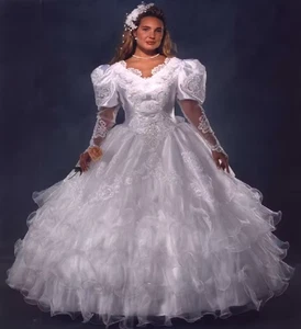 Vestido de novia medieval emperatriz victoriana con volantes princesa manga larga encaje - Imagen 1 de 10
