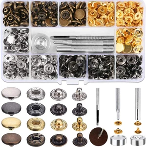 120Pcs Snap Fasteners Copper Bronze Snap Fasteners for Purse Leather Wallet C... - Picture 1 of 11