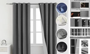 Cortinas de lino 100 % apagadas para vivir 52"W x 63"L (paquete de 2) grises - Imagen 1 de 7