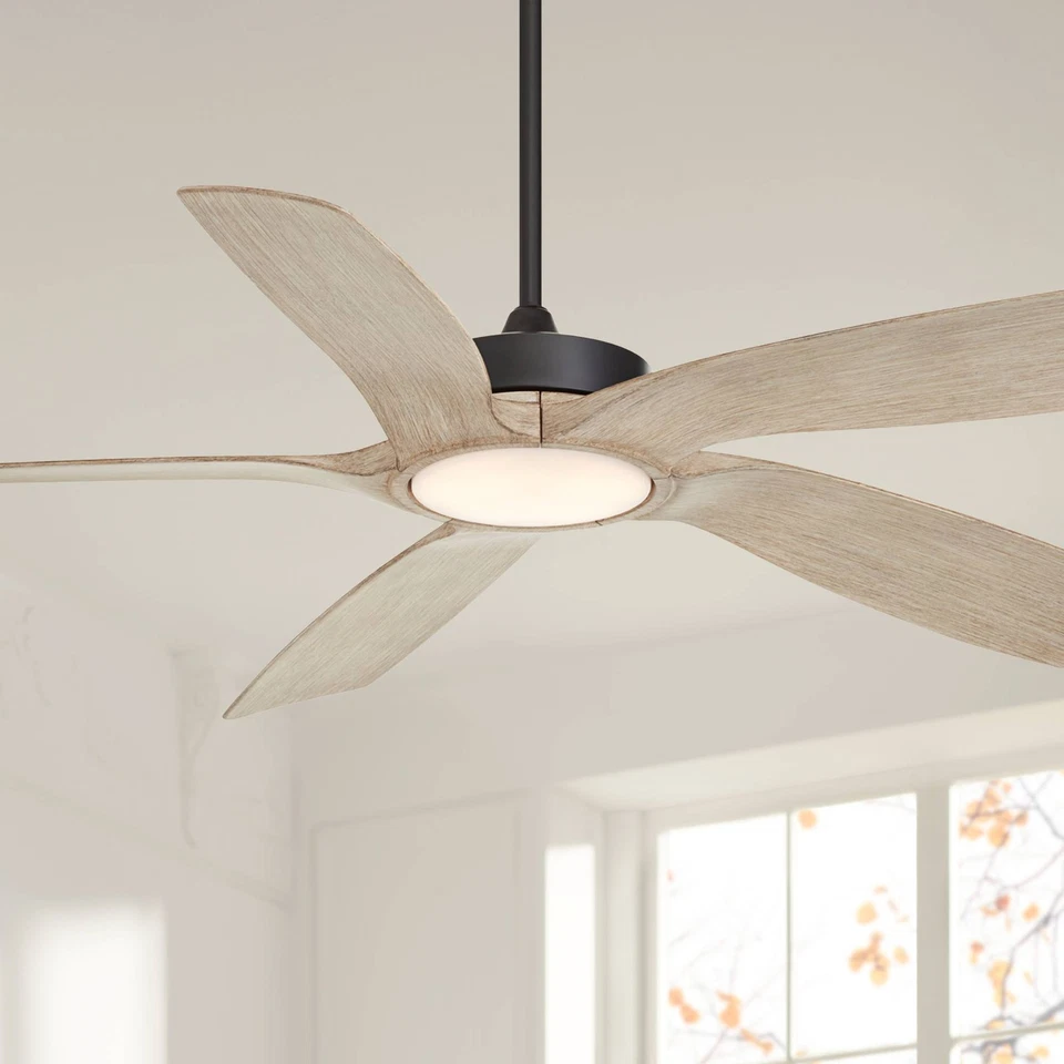 56" Casa Vieja Mach-5 Black and White Oak LED Damp Fan with Remote - Image 1 of 4