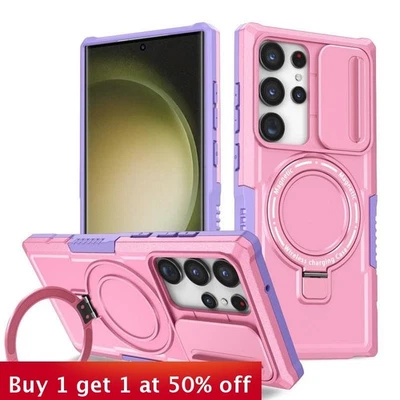 For Samsung Galaxy S25 Ultra S24 S23 S22 FE Phone Case Magnetic Sliding Window - Image 1 of 4