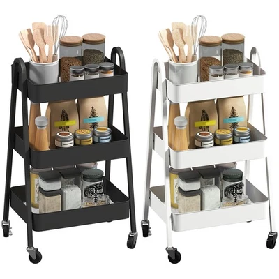 HOMCOM Servierwagen mit 3 Ebenen Küchenwagen mit Rollen Griff Rollwagen - Bild 1 von 3