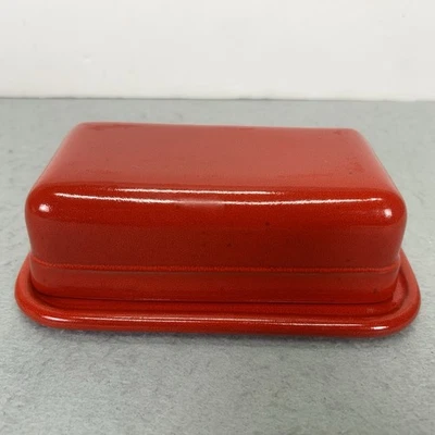 Emile Henry Butter Dish Red Made in France 16-22 401 ~7”x4”x2.5” - Image 1 of 4