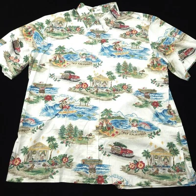 Reyn Spooner Shirt Mens XL White Mele Kalikimaka Hawaiian Aloha Button SANTA - Image 1 of 4