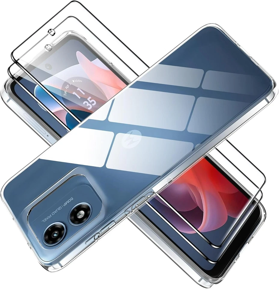 Ударопрочный прозрачный чехол + 2 закаленных стекла для Motorola Moto G Play (2025) - Изображение 1 из 1