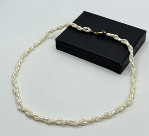 Süßwasserperlen Halskette gedreht – echte weiße Perlen – elegant Vintage - Bild 1 von 6