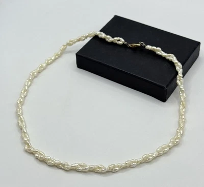 Süßwasserperlen Halskette gedreht – echte weiße Perlen – elegant Vintage - Bild 1 von 4