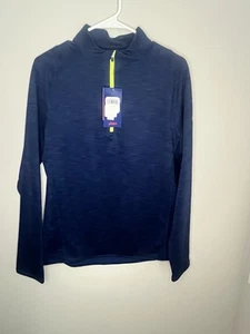 ASICS for Men 1/4 Zip Blue Base Layer Pullover Top Sz L Active Wicking Running - Picture 1 of 9