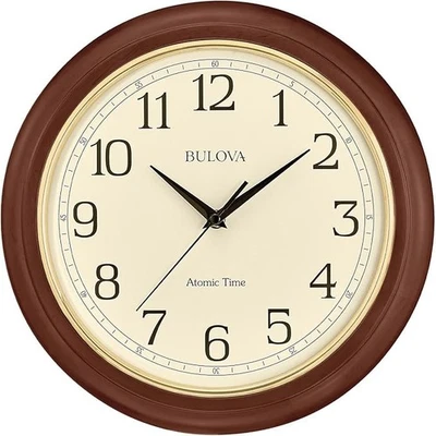 Reloj de Pared Analógico Atómico Madera Bulova, C5004 Tiempo Atómico 2, Juegos Automáticos Foto 1 de 2