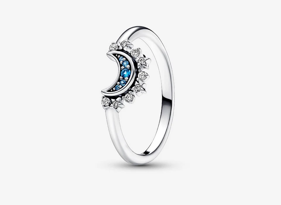Pandora 192675c01-52 Anello Luna Pietre Blu Argento taglia 52 - Immagine 1 di 1