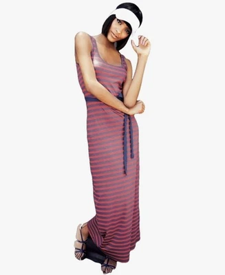 BODEN Lavender Striped Jersey Maxi Dress Sleeveless Sz 10L Soft Cotton Modal - Image 1 of 4