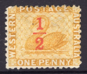 1884 - 1885 Western Australia 1/2 Red on 1d Surcharge SWAN Mint Hinged REF: SWR3 - Picture 1 of 1