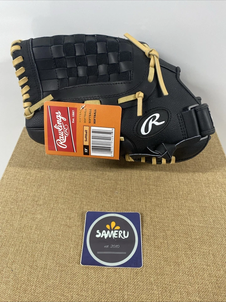 Rawlings RSB SS13W 13” LEATHER Palm SOFTBALL Zero Shock Glove LHT Black