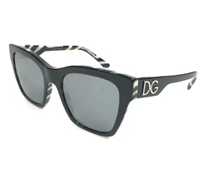 Dolce & Gabbana Sunglasses DG4384 3372/6G Black on Zebra with Grey Mirror Lenses - Picture 1 of 11