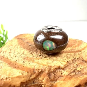 Australia Inlay Opal Iron Stone Charm Sterling Silver 925 - Picture 1 of 7