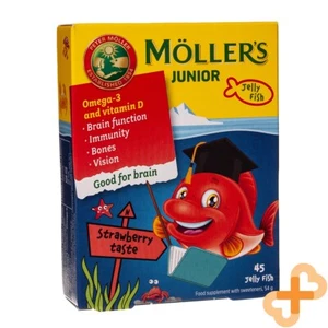 MOLLER'S OMEGA-3 JUNIOR Strawberry Flavor 45 Chewable Jelly Fish Supplement Kids - Picture 1 of 24